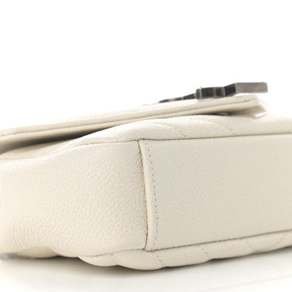Saint Laurent Grained Calfskin Matelasse Chevron Monogram Classic Baby Chain Bag White 10 of 11