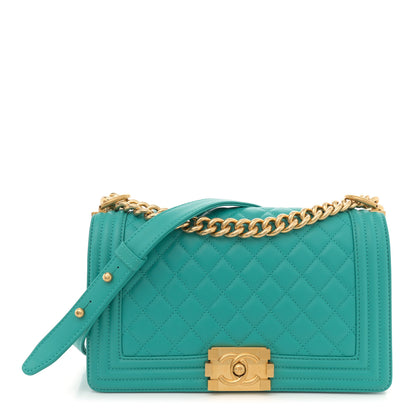 Chanel Calfskin Quilted Medium Boy Flap Turquoise 1 of 10
