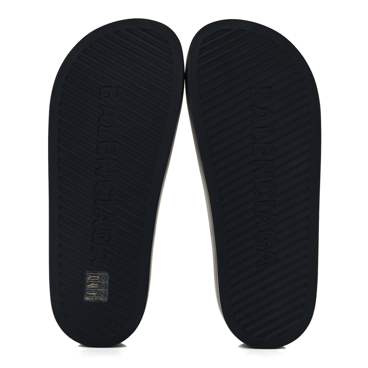 Rubber Chunky Platform Slide Sandals 41 Black