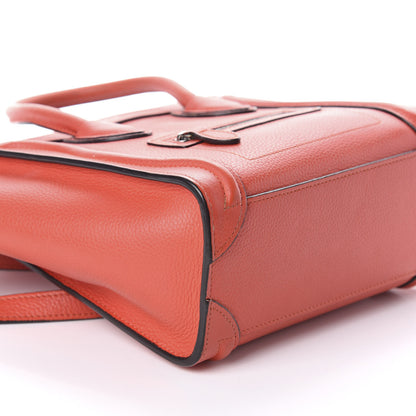 Celine Drummed Calfskin Nano Luggage Vermillion 14 of 15