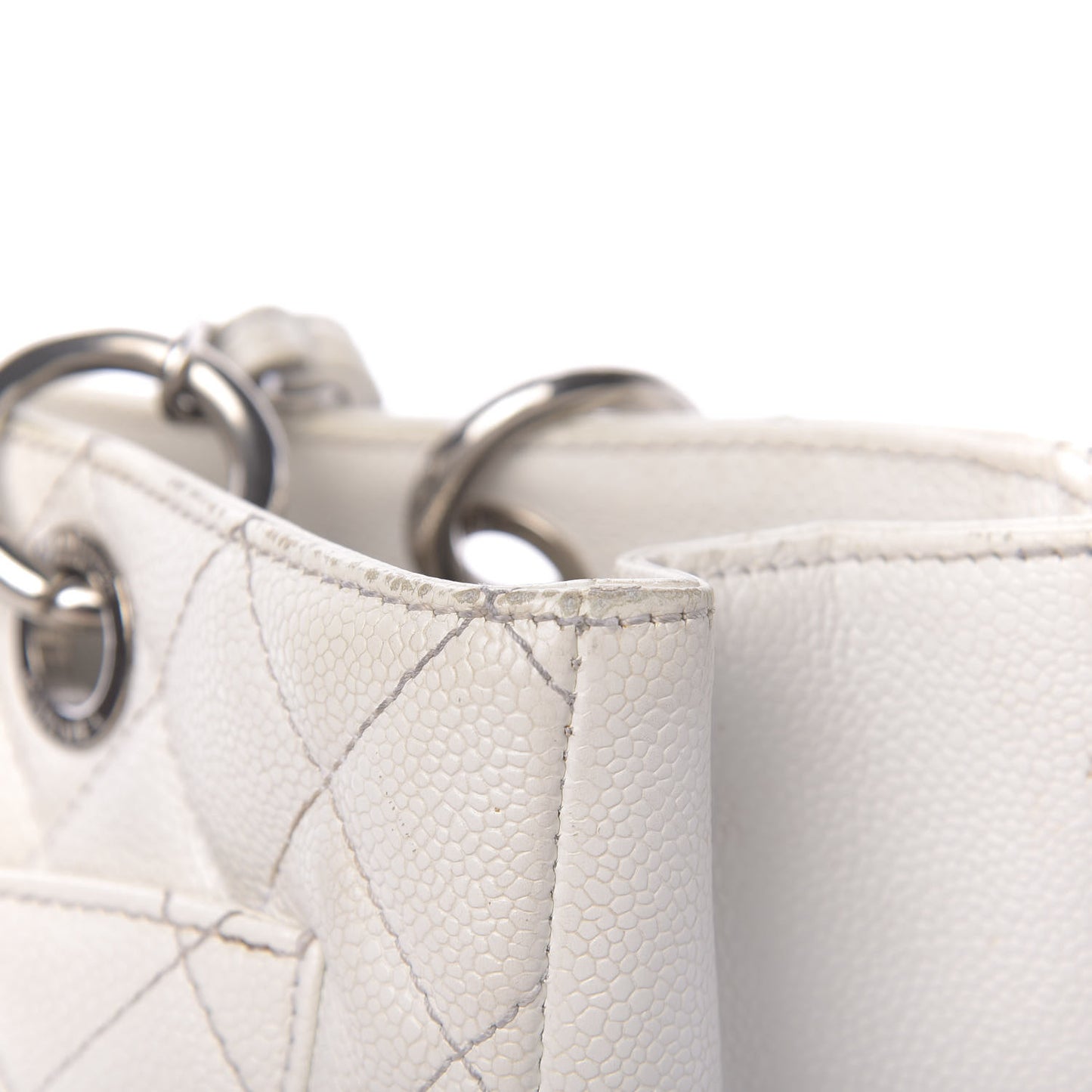 Caviar Quilted Grand Shopping Tote GST White