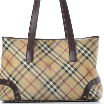 Burberry Haymarket Check Studded Tote Bag Chocolate 9 of 20