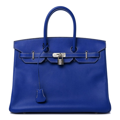 Hermes Epsom Candy Birkin 35 Bleu Electrique Mykonos 1 of 10