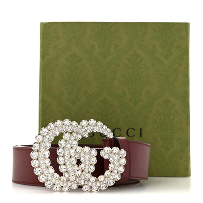 Gucci Calfskin Crystal Double G 40mm Belt 95 38 Vintage Bordeaux 6 of 6