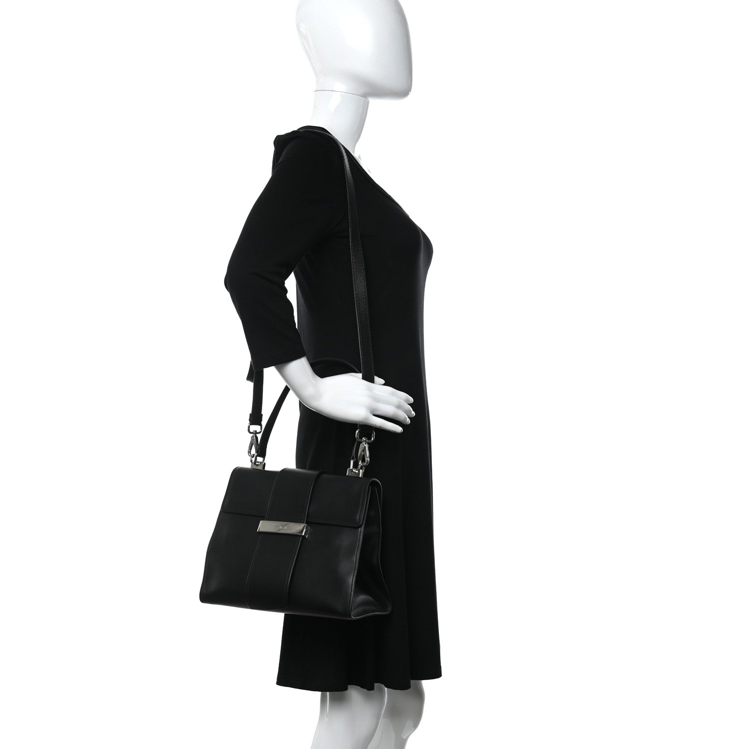 Prada City Calf Ribbon Shoulder Bag Black 2 of 10