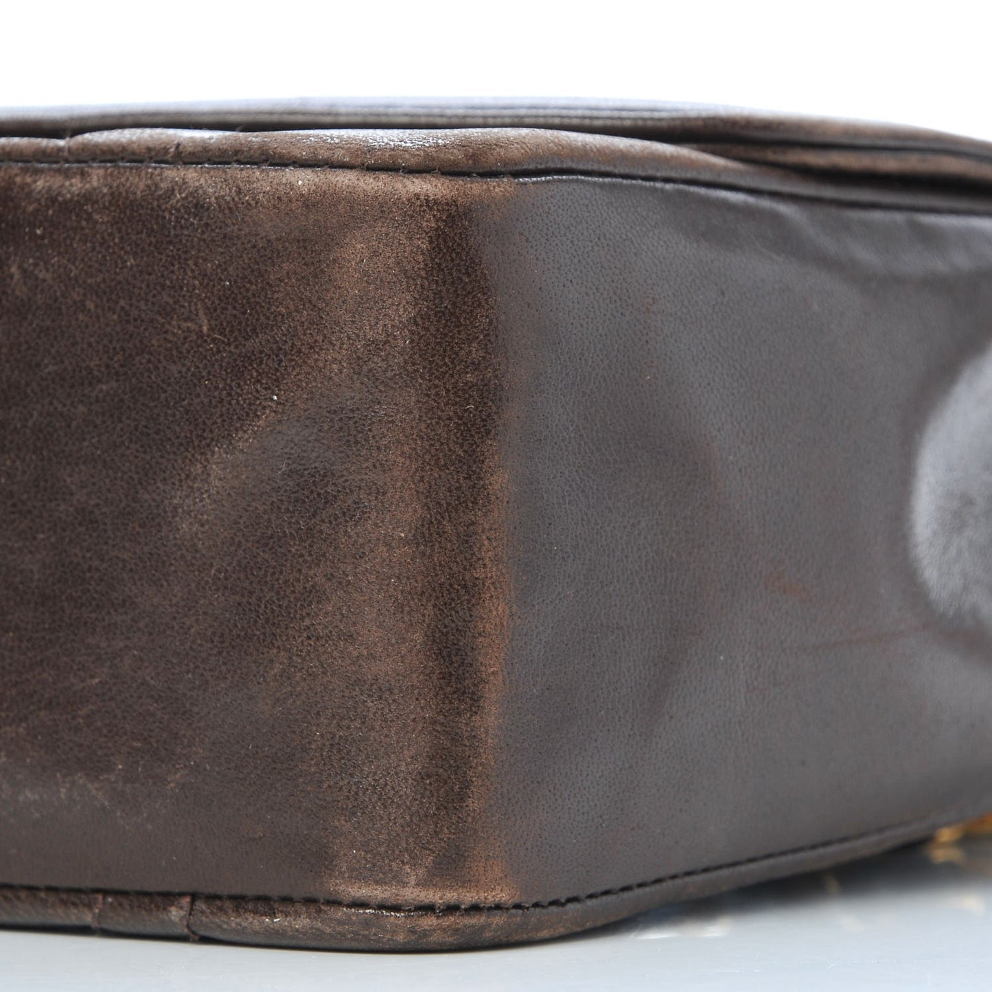 Lambskin Quilted Small Single Flap Brown