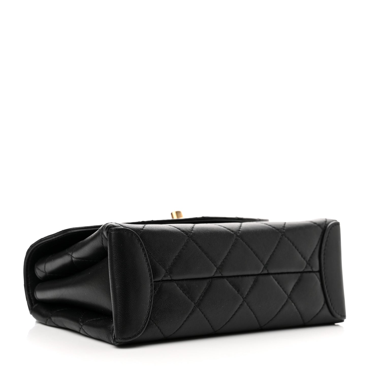 Lambskin Quilted Mini Trendy Spirit Top Handle Flap Black