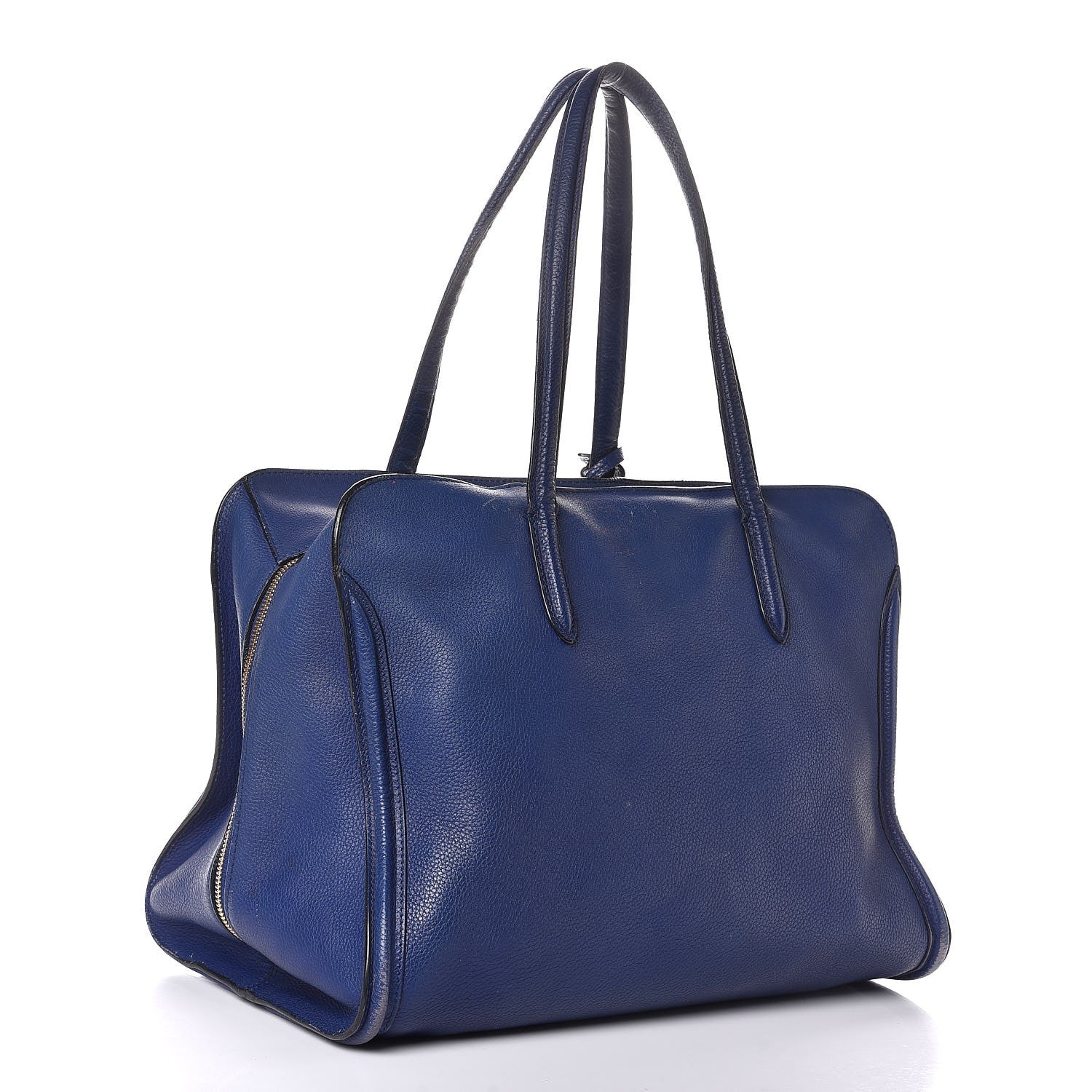Alexander McQueen Pebbled Calfskin Large Skull Padlock Zip Around Tote Ultramarine 3 of 15
