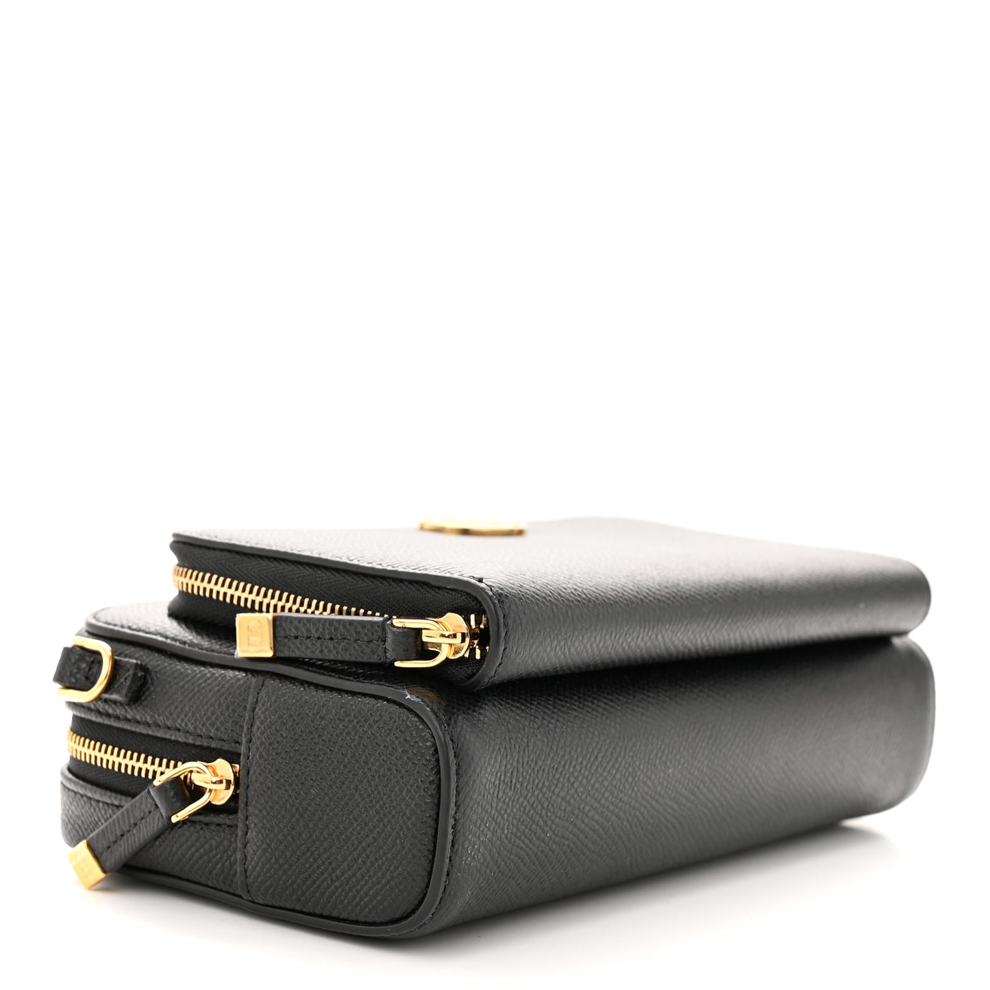 Grained Calfskin Caro Double Pouch Black