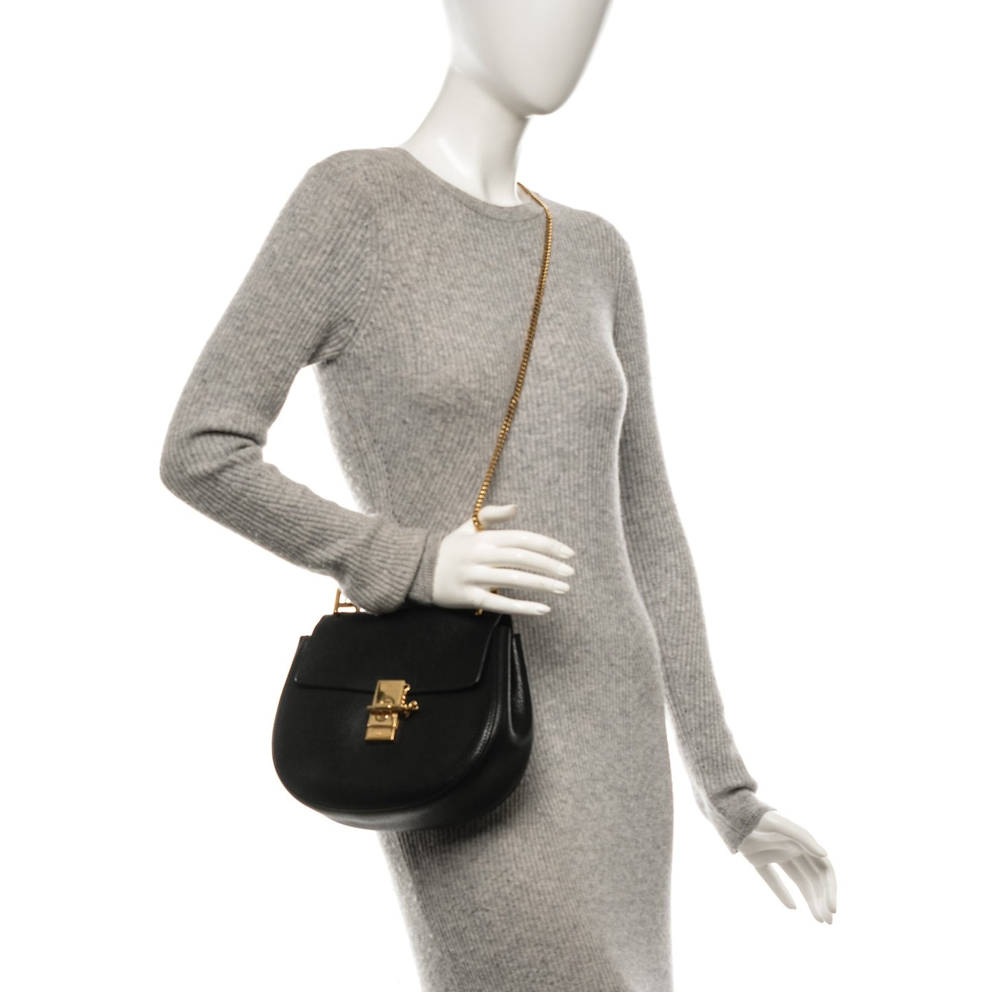 Grained Lambskin Drew Shoulder Bag Black