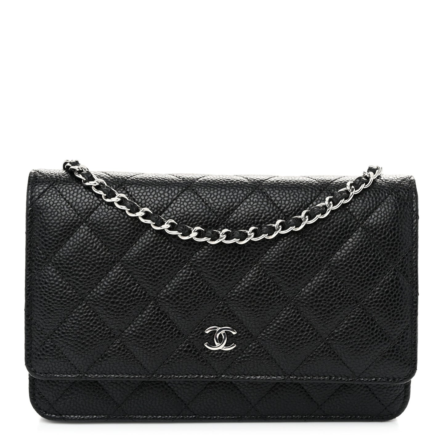 Caviar Quilted Wallet on Chain WOC Black