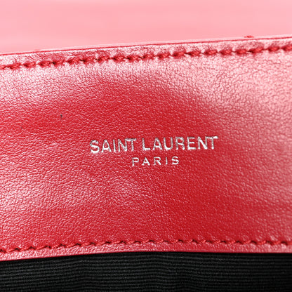 Saint Laurent Calfskin Y Quilted Monogram Medium Loulou Chain Satchel Lipstick Red 8 of 13