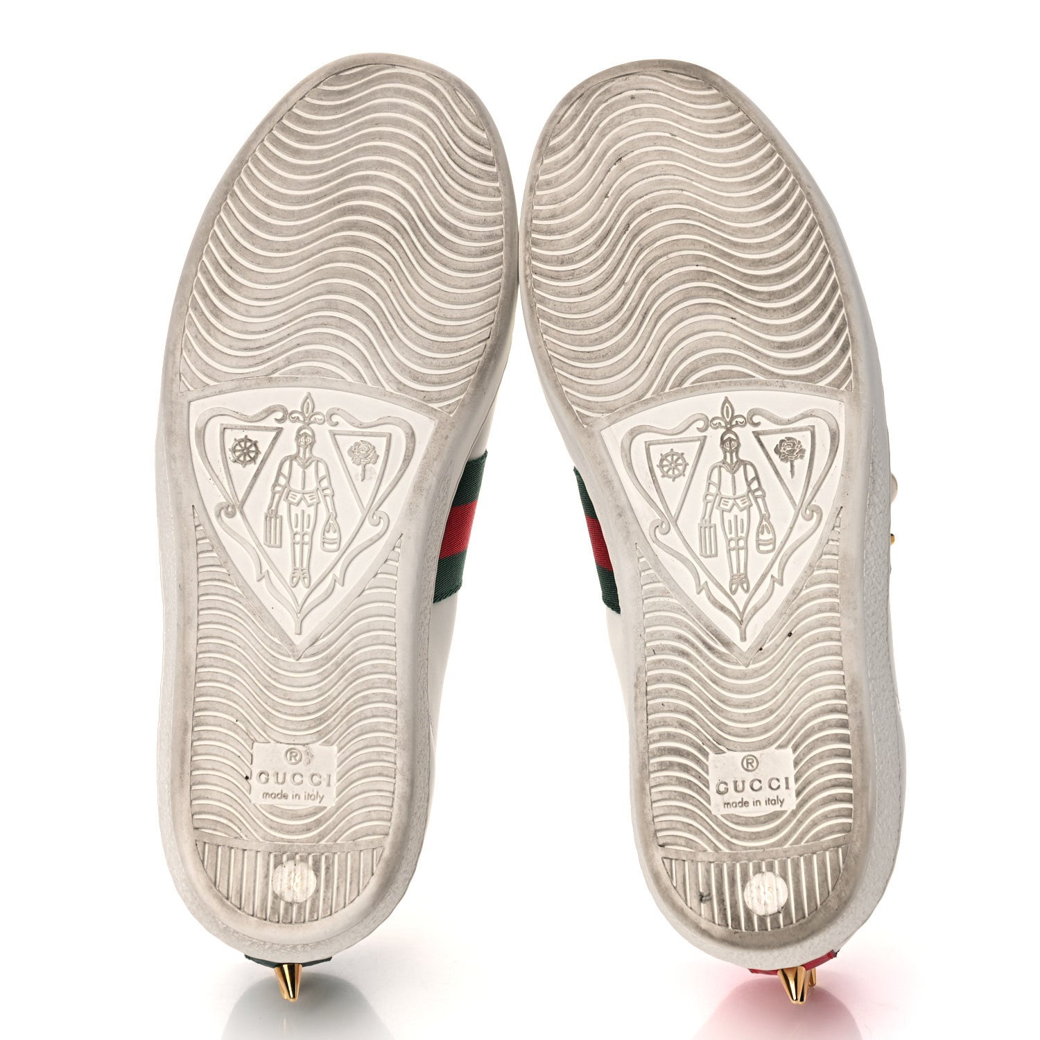 Gucci Calfskin Web Pearl Studded Womens Ace Sneakers 38 White 5 of 15