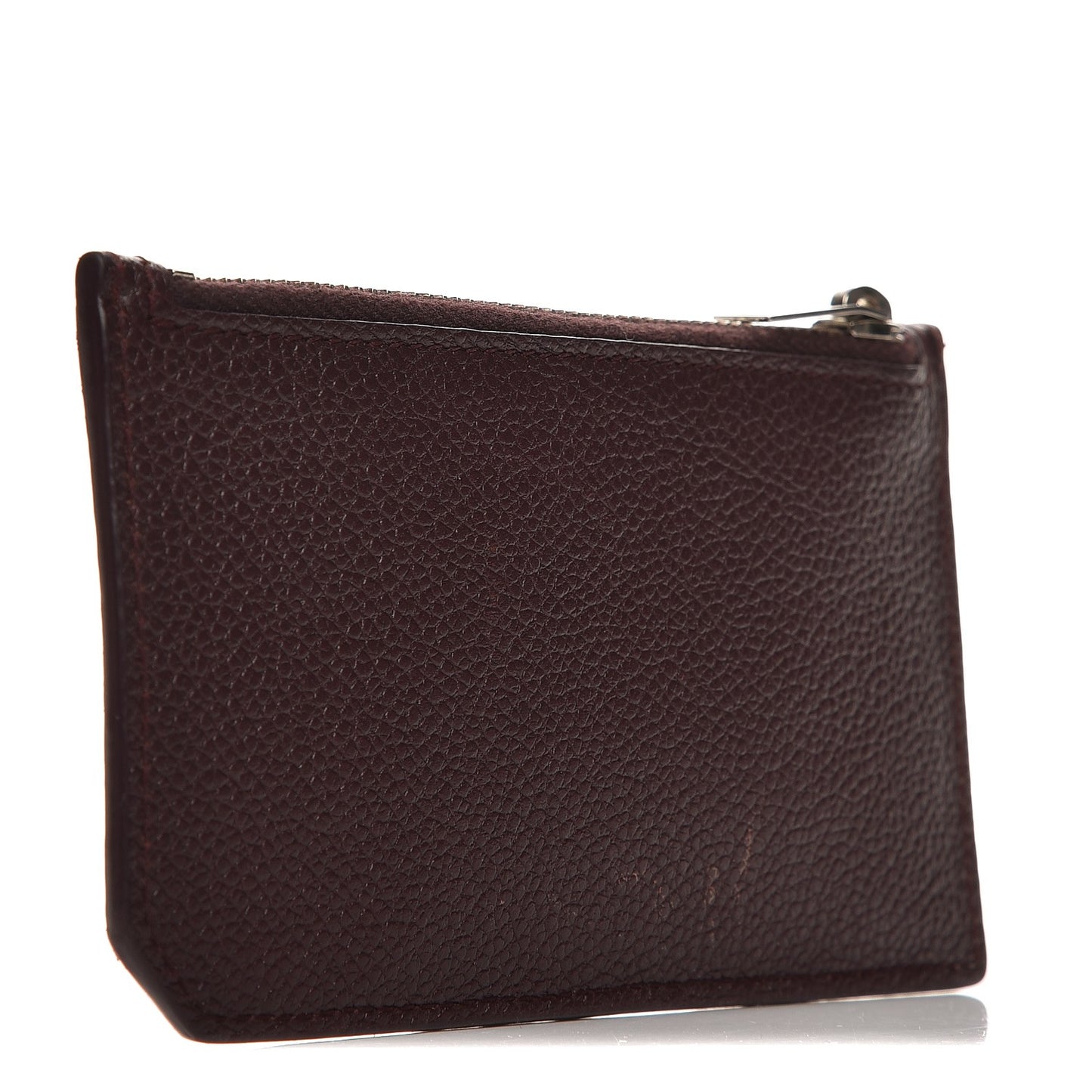 Grained Calfskin 5 Fragments Zip Pouch Card Holder Bordeaux