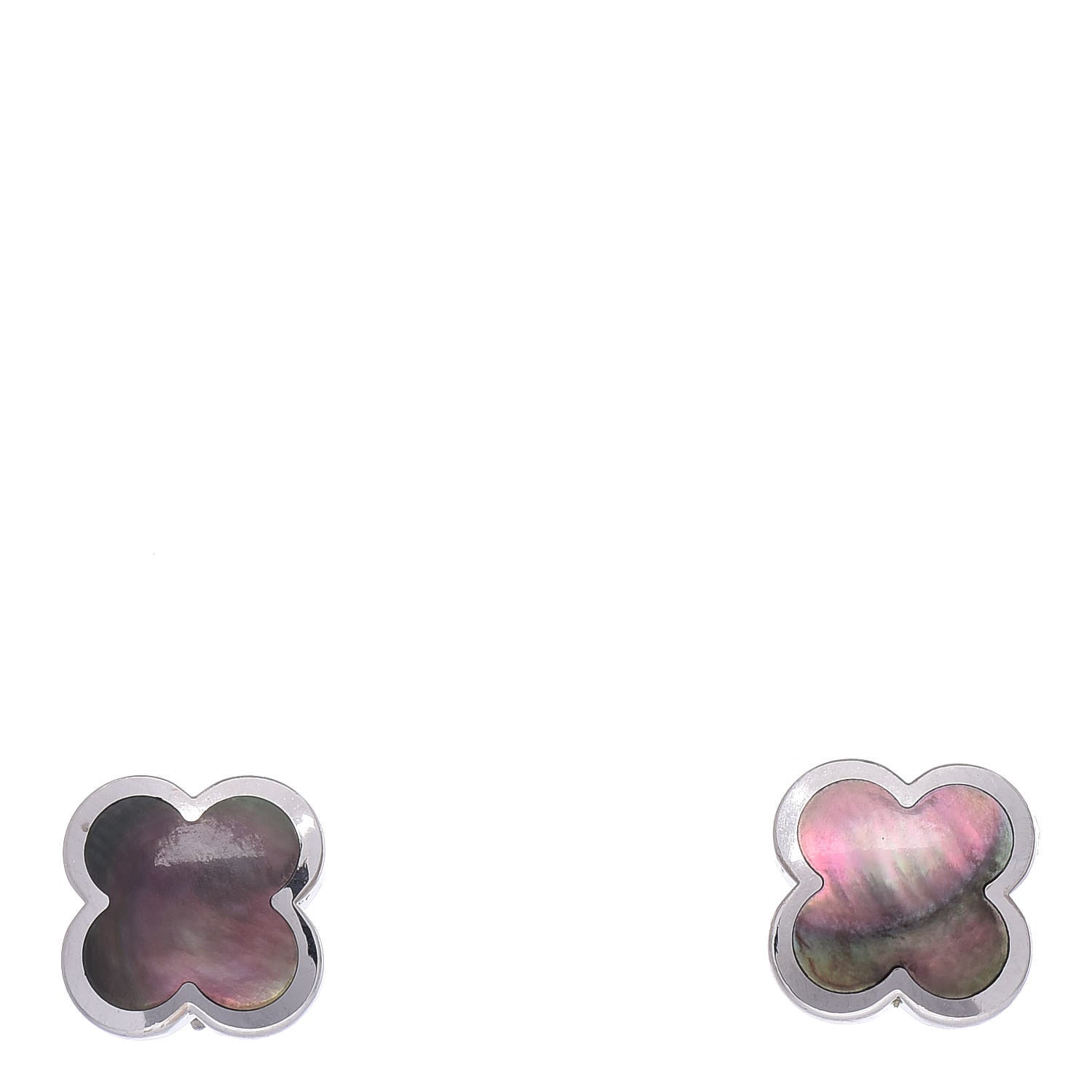 Van Cleef & Arpels 18K White Gold Mother of Pearl Pure Alhambra Earrings 1 of 7