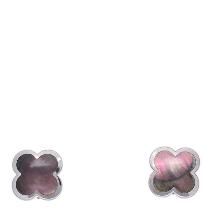 Van Cleef & Arpels 18K White Gold Mother of Pearl Pure Alhambra Earrings 1 of 7