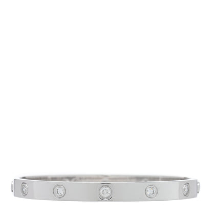 Cartier 18K White Gold 10 Diamond LOVE Bracelet 17 1 of 3