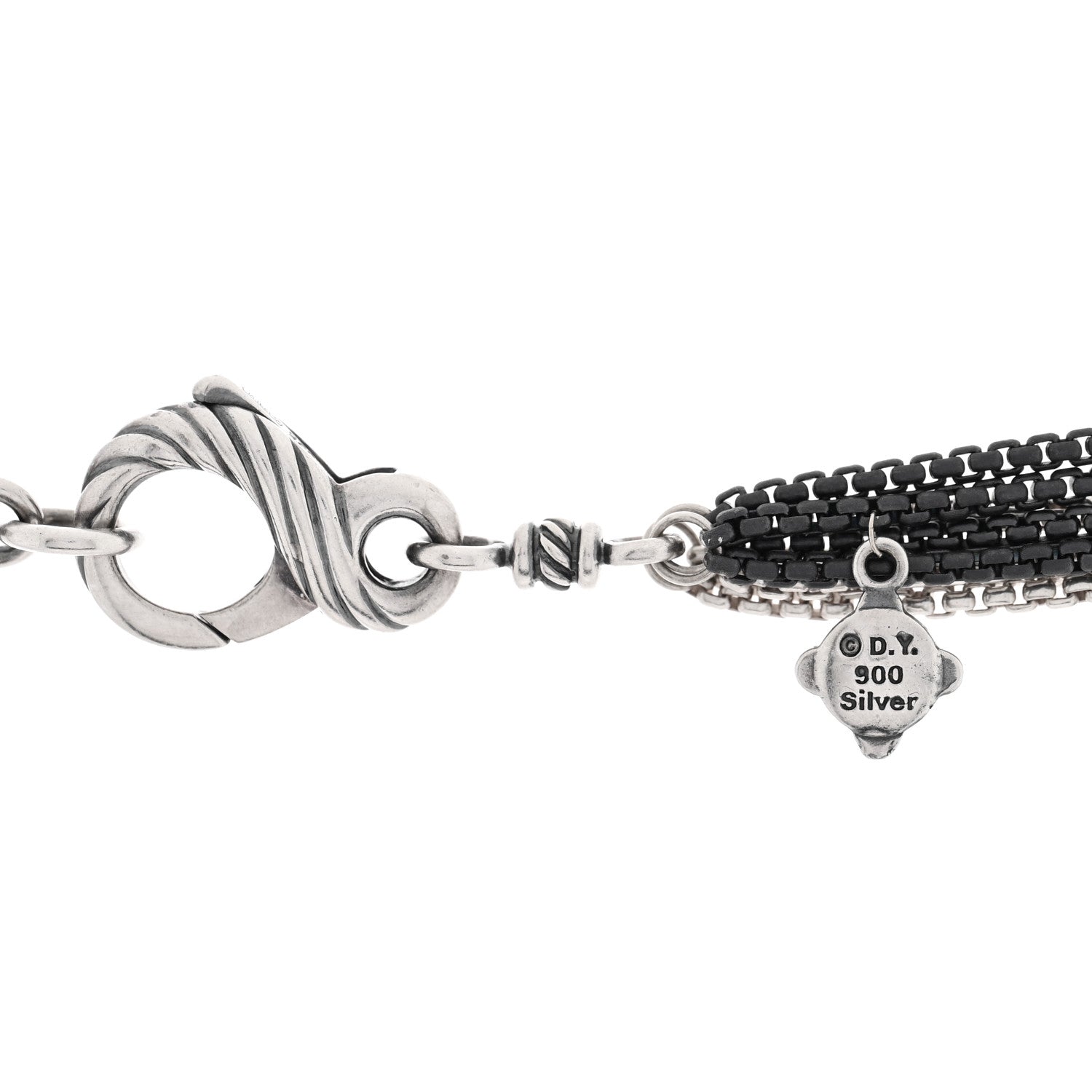 David Yurman 900 Silver Multi Row Chain Necklace 4 of 4