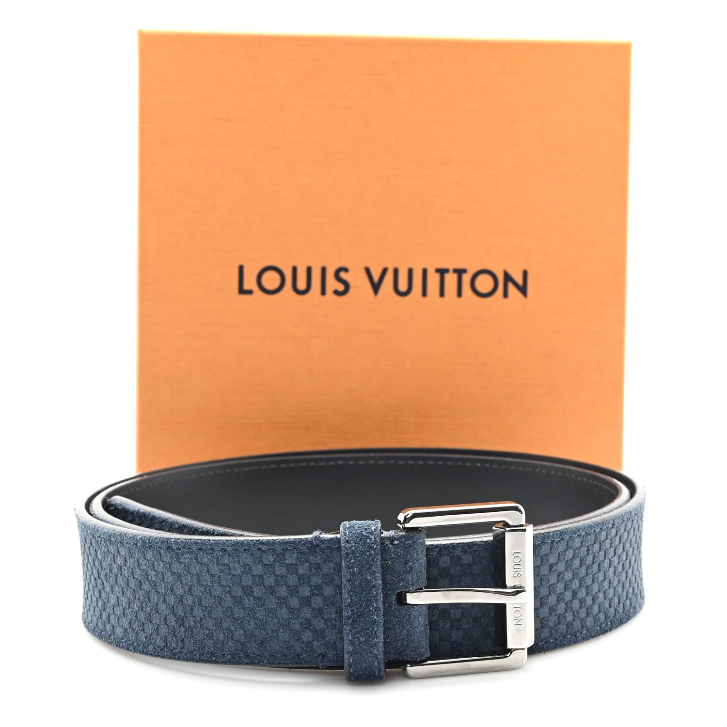 Louis Vuitton Suede Calfskin Mini Damier 40mm Belt 100 40 Blue 6 of 6