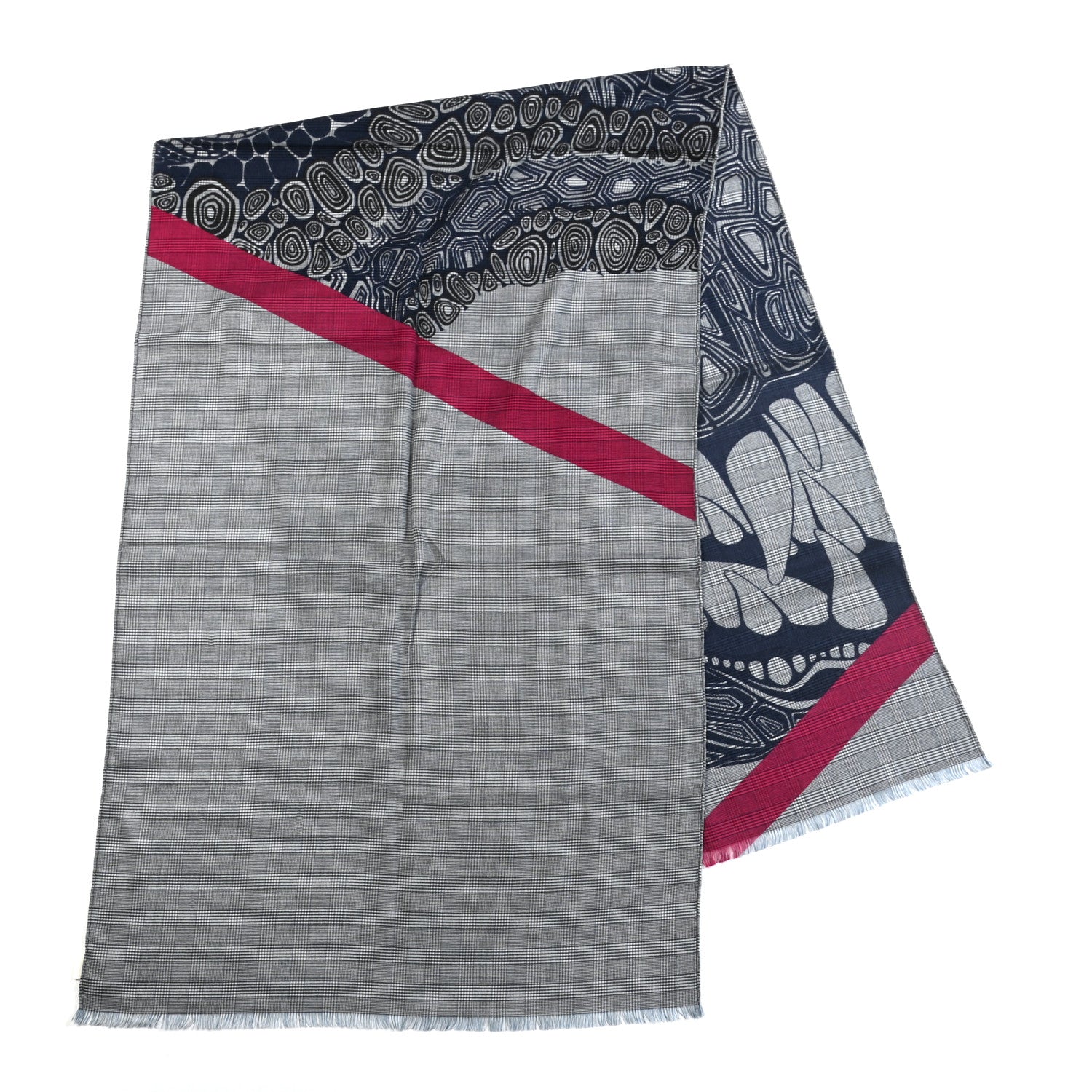 Hermes Cashmere Wool Silk AAAAARGH Muffler Bleu Fuchsia Marine 2 of 3