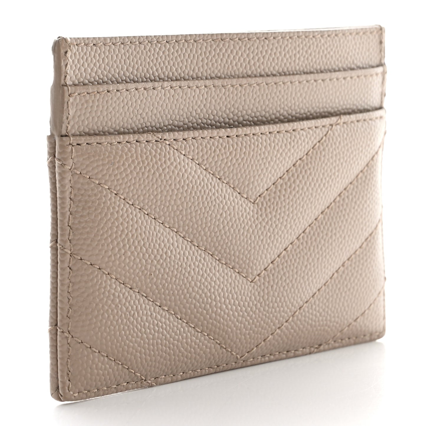 Grain De Poudre Matelasse Chevron Monogram Credit Card Case Dark Beige