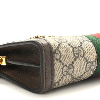 Gucci GG Supreme Monogram Textured Dollar Calfskin Web Mini Ophidia Chain Shoulder Bag Beige Ebony New Acero 9 of 10