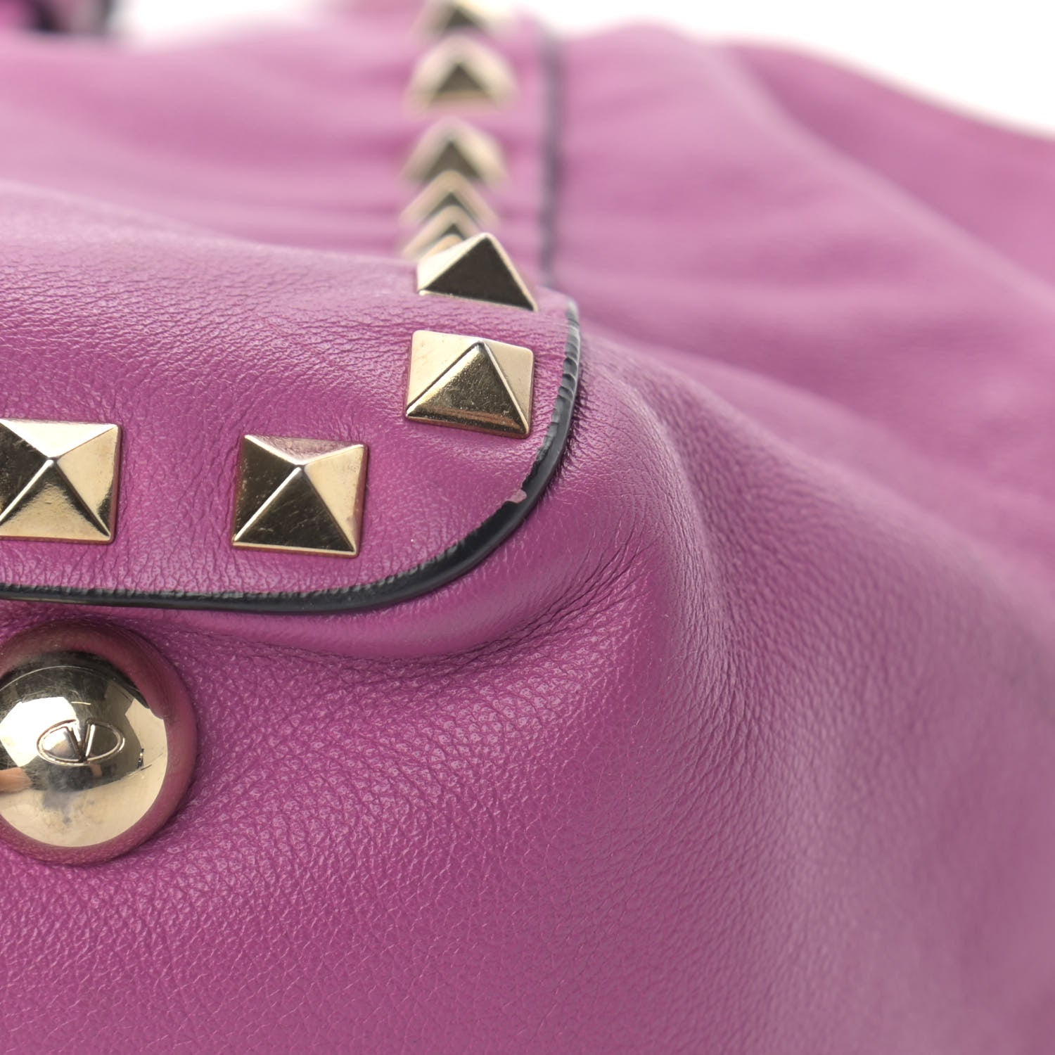 Valentino Garavani Vitello Small Rockstud Tote Purple Violet 14 of 16