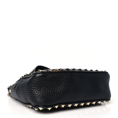 Valentino Garavani Pebbled Calfskin Mini Rockstud Flip-Lock Messenger Bag Black 4 of 9
