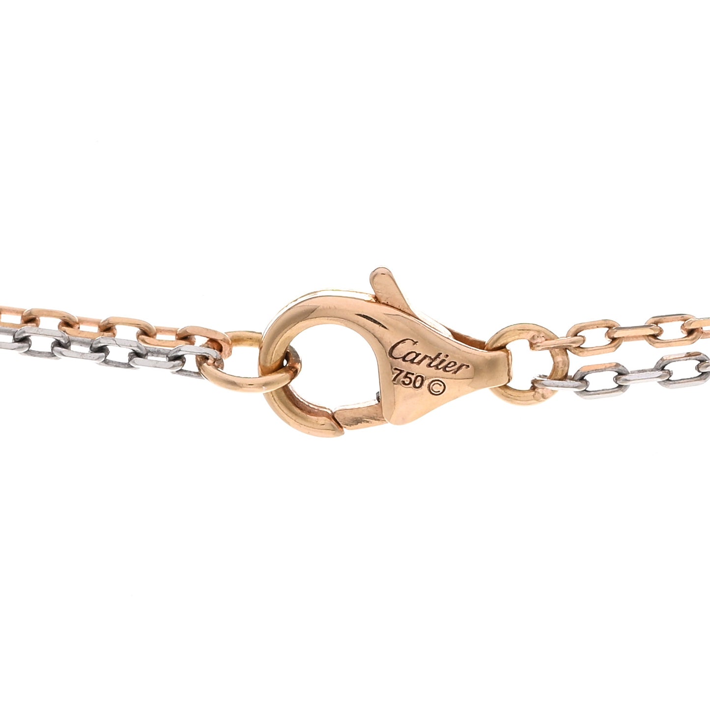 18K White Pink Gold Diamond Three Ring LOVE Pendant Necklace