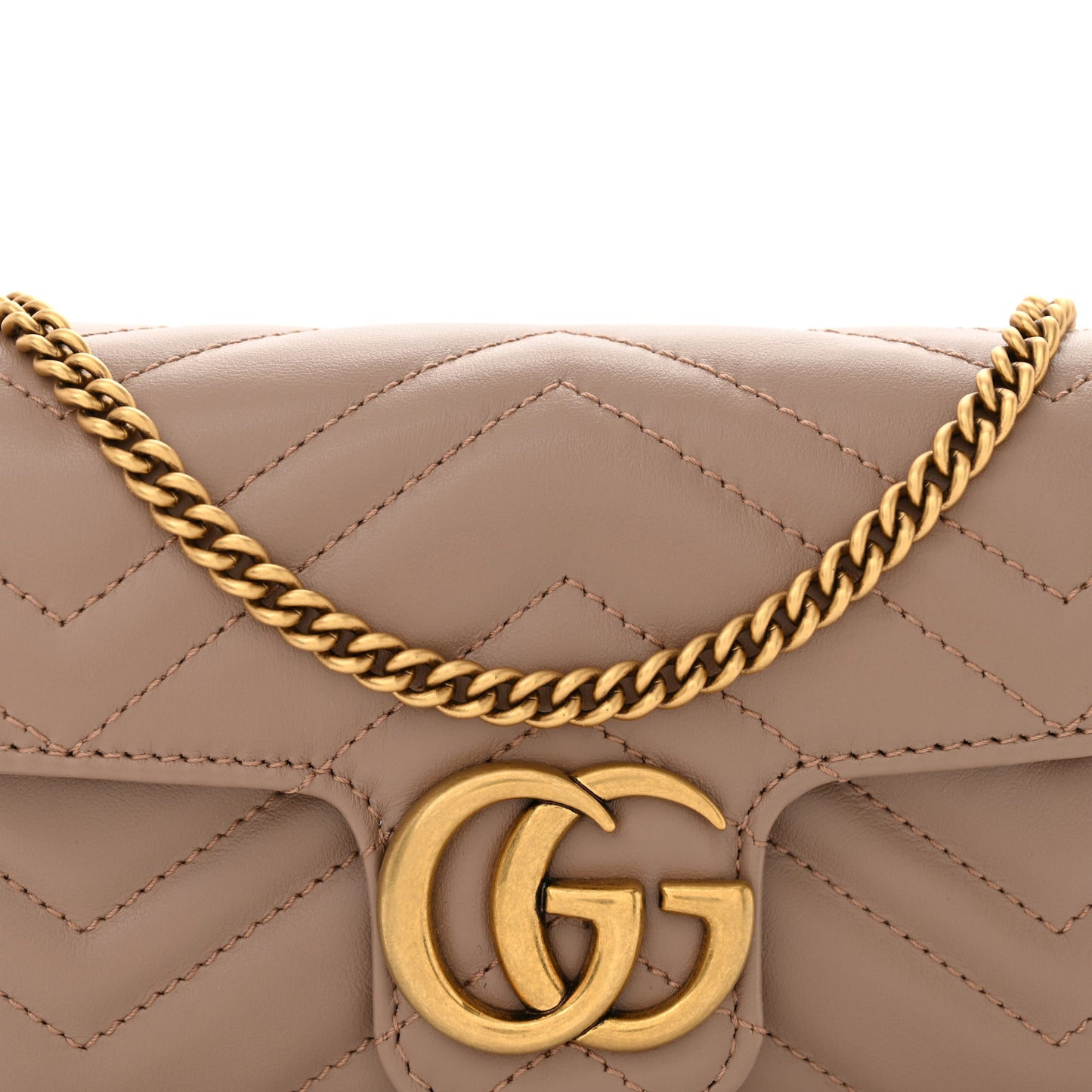 Calfskin Matelasse Super Mini GG Marmont Shoulder Bag Porcelain Rose