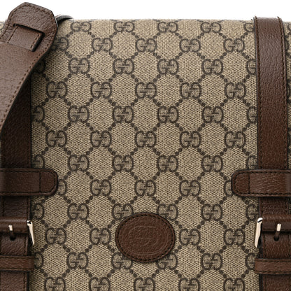 Gucci GG Supreme Monogram Textured Dollar Calfskin Retro Interlocking G Flap Messenger Bag Beige Ebony New Acero 8 of 11