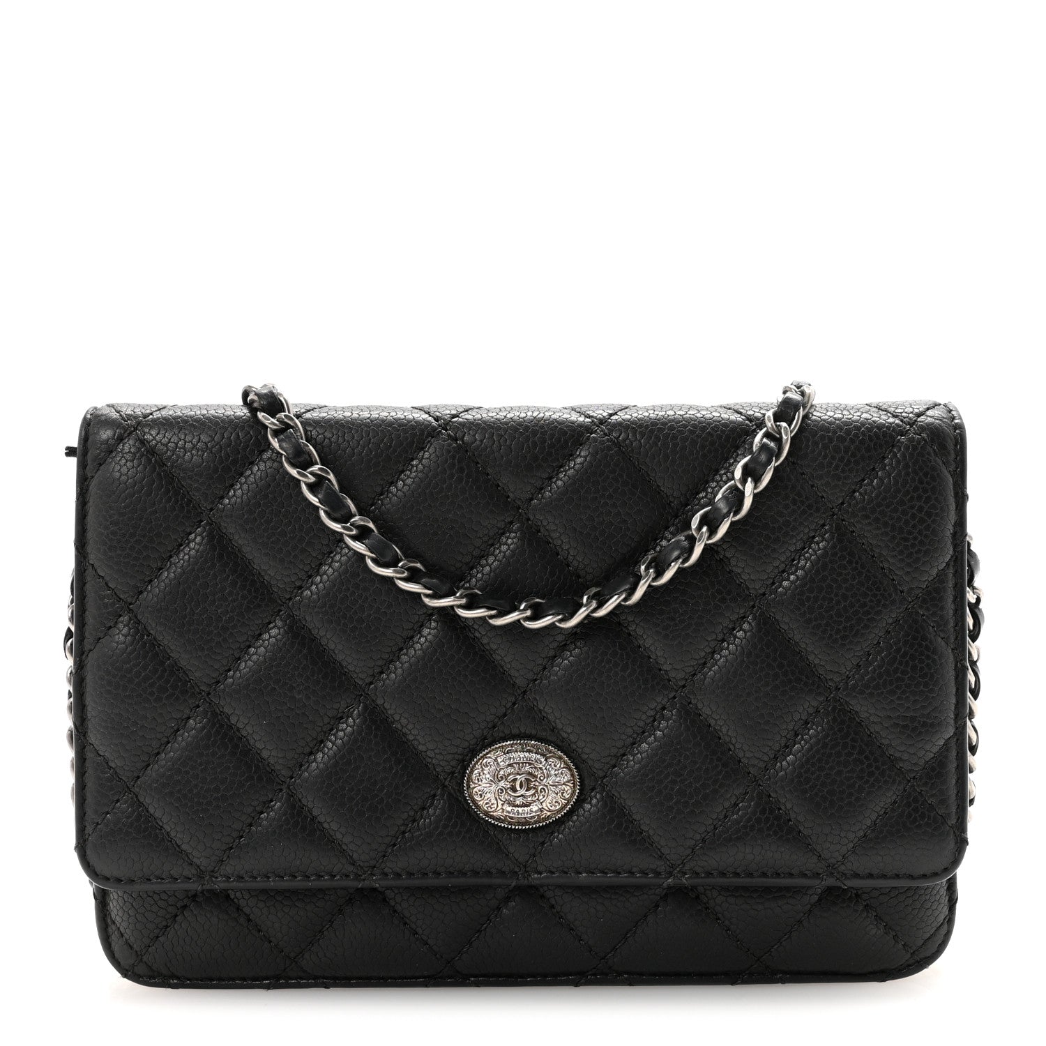 Chanel Caviar Quilted Paris Dallas Wallet on Chain WOC Black 1 of 11
