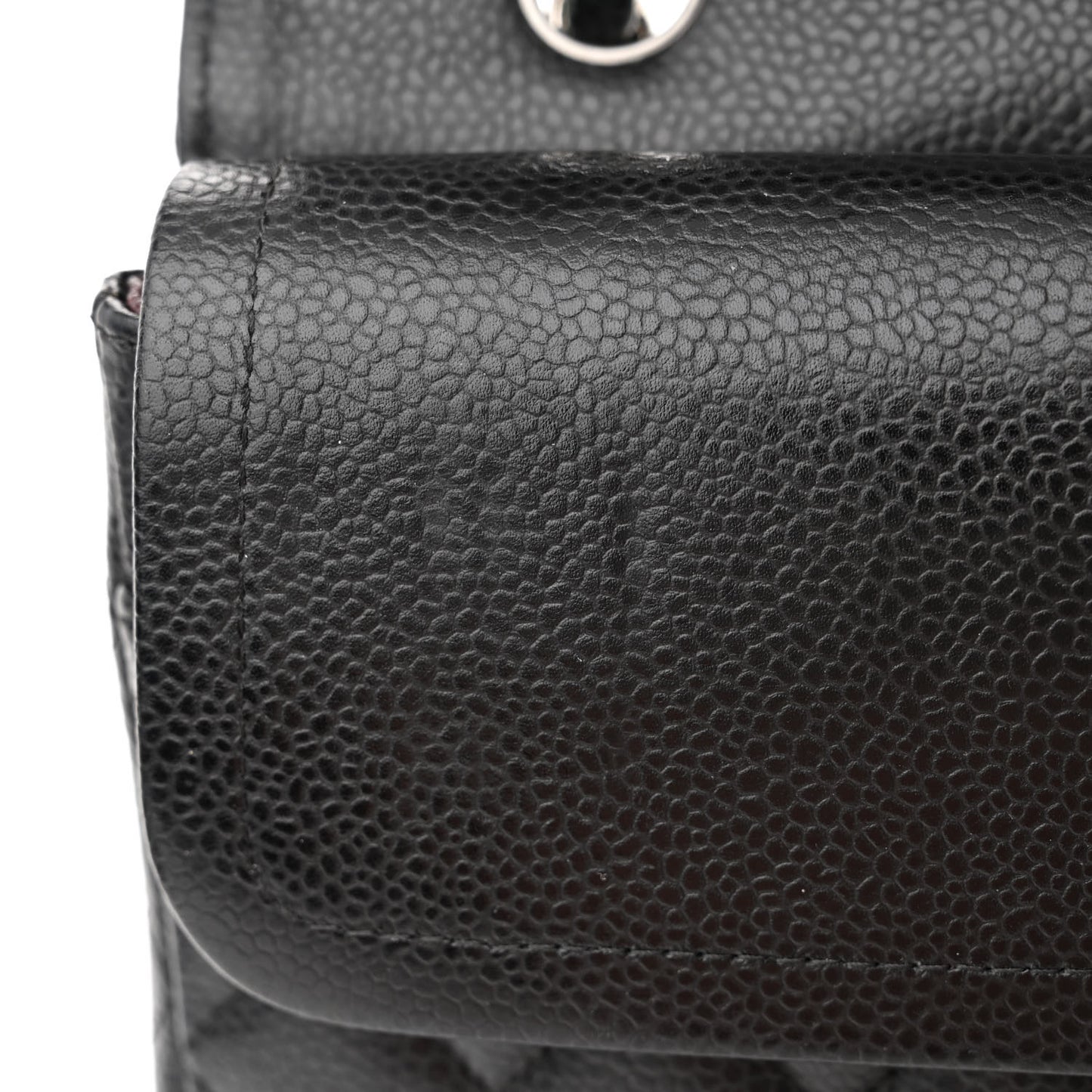 Caviar Quilted Medium Double Flap Black