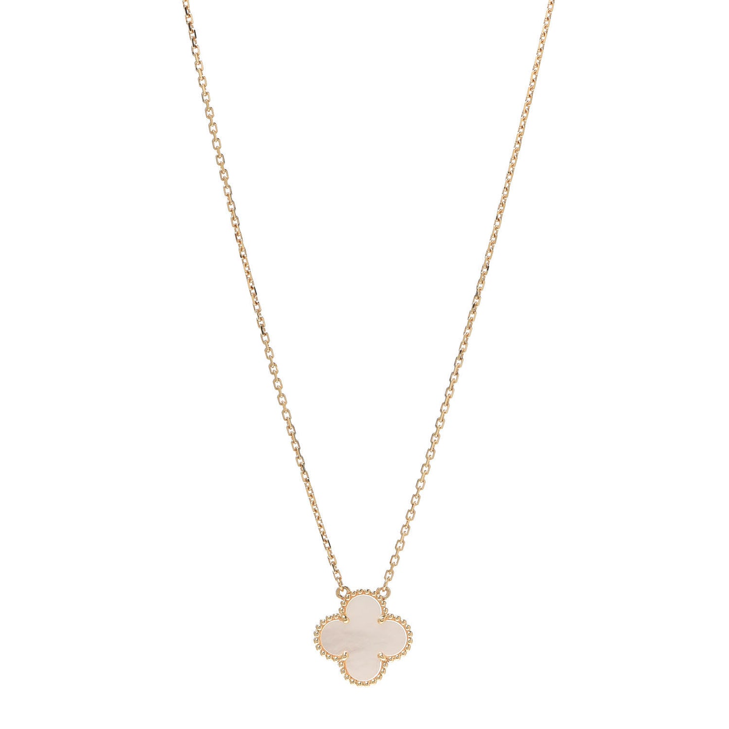 18K Yellow Gold Mother of Pearl Vintage Alhambra Pendant Necklace