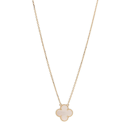 Van Cleef & Arpels 18K Yellow Gold Mother of Pearl Vintage Alhambra Pendant Necklace 1 of 7