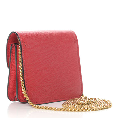 Valentino Garavani Grainy Calfskin Vlogo Compact Wallet with Chain Rouge Pur 3 of 10