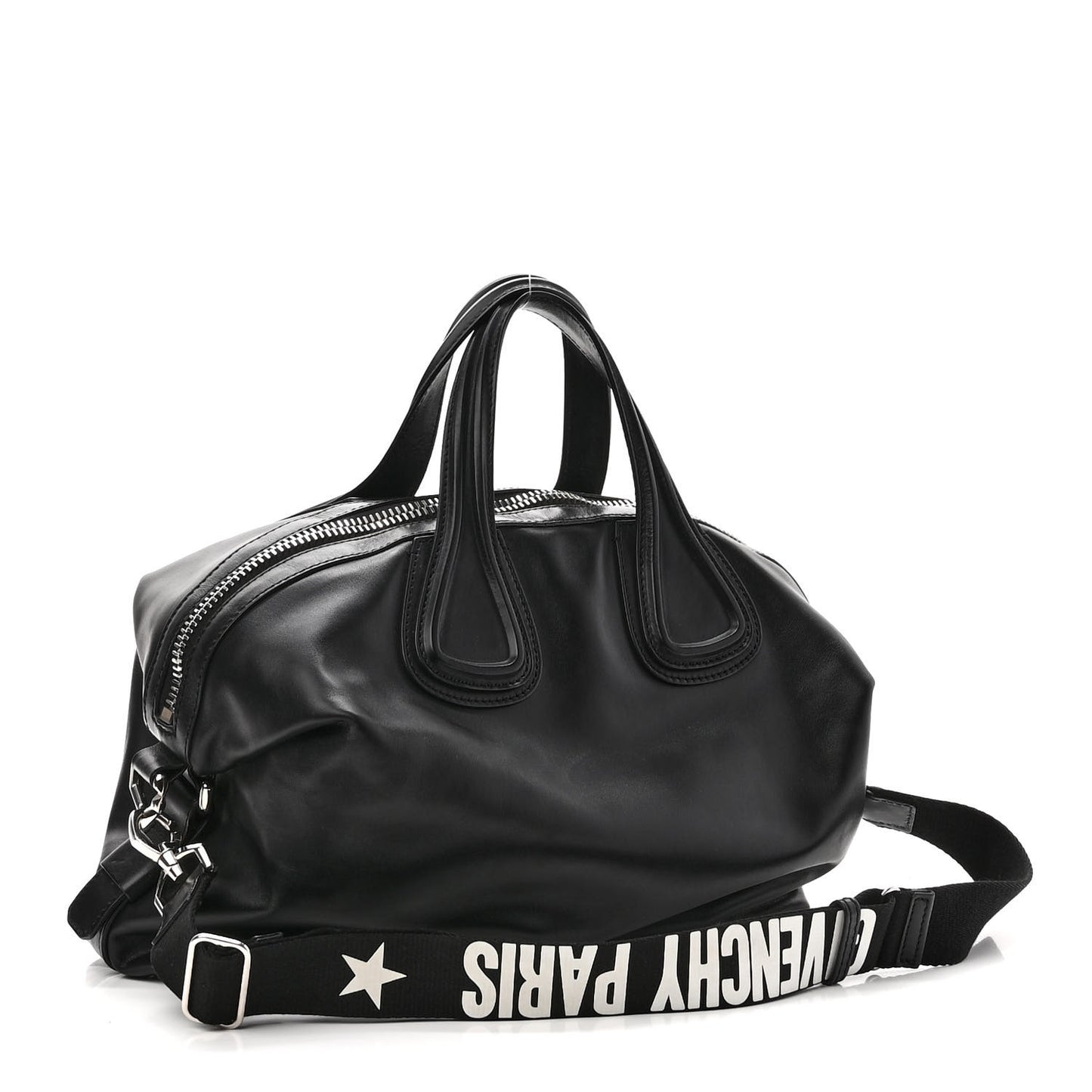 Waxed Calfskin Medium Nightingale Logo Strap Black
