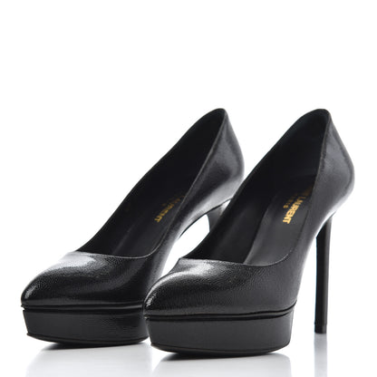 Saint Laurent Patent Grain de Poudre Janis 80 Escarpin Pumps 37 Black 3 of 14