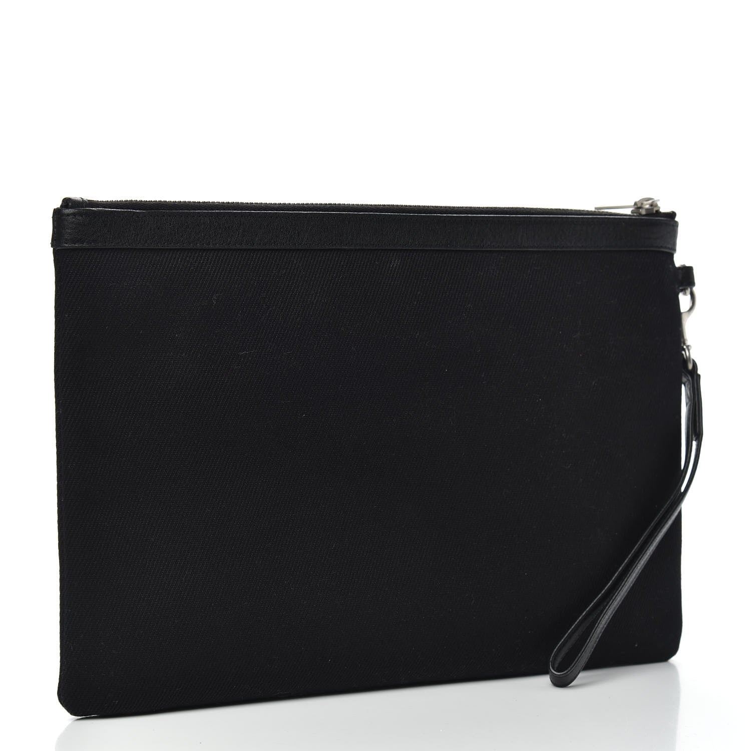 Saint Laurent Linen Canvas Rive Gouche Zipped Pouch Black 3 of 7