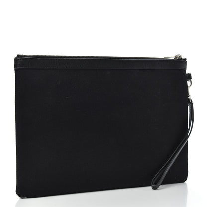 Saint Laurent Linen Canvas Rive Gouche Zipped Pouch Black 3 of 7