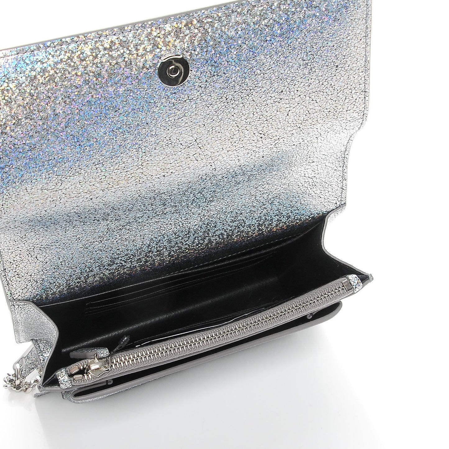 Metallic Crackled Calfskin Monogram Sunset Chain Wallet Star Light