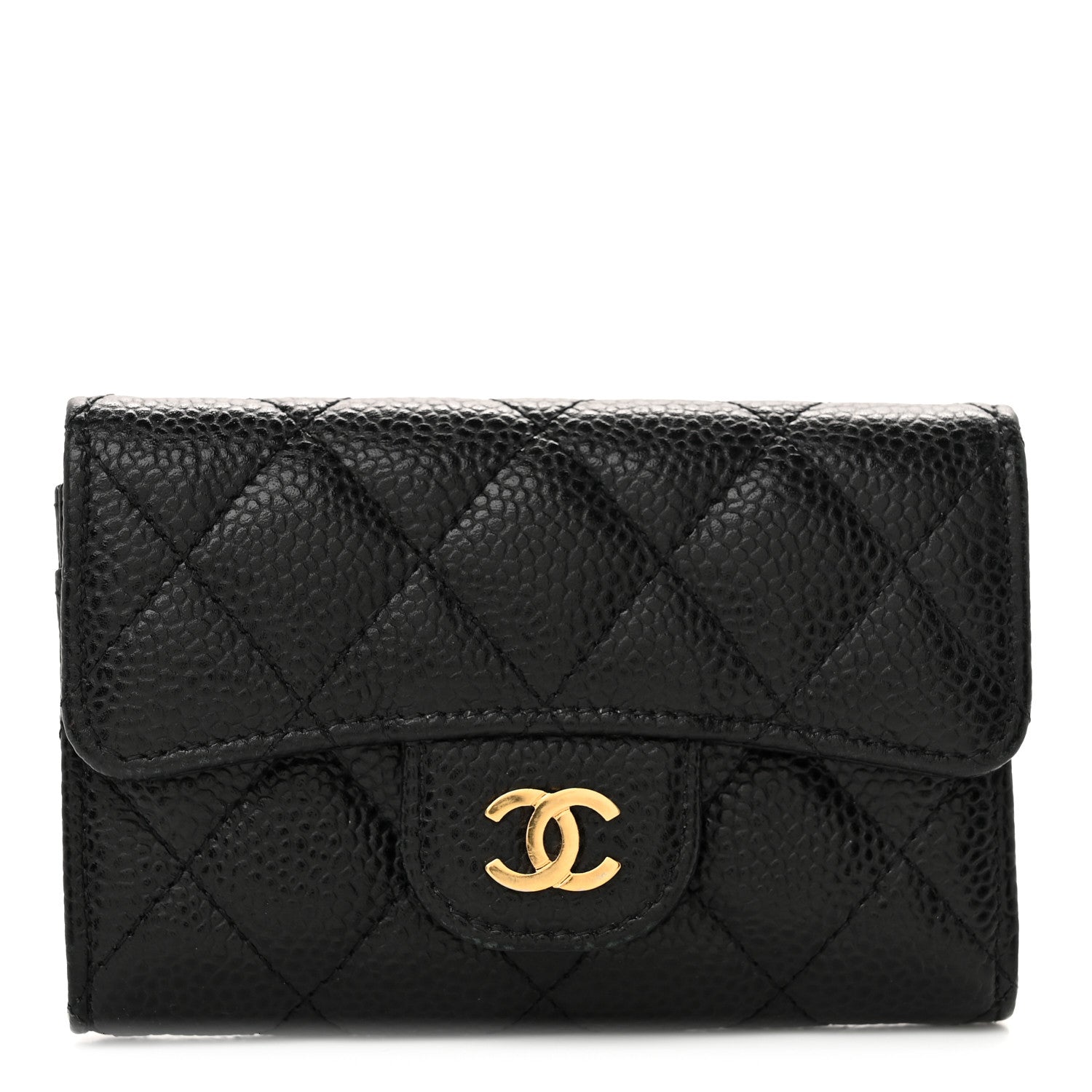Chanel Caviar Quilted Flap Card Holder Wallet Black 1 of 8