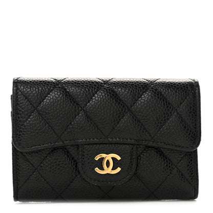 Chanel Caviar Quilted Flap Card Holder Wallet Black 1 of 8