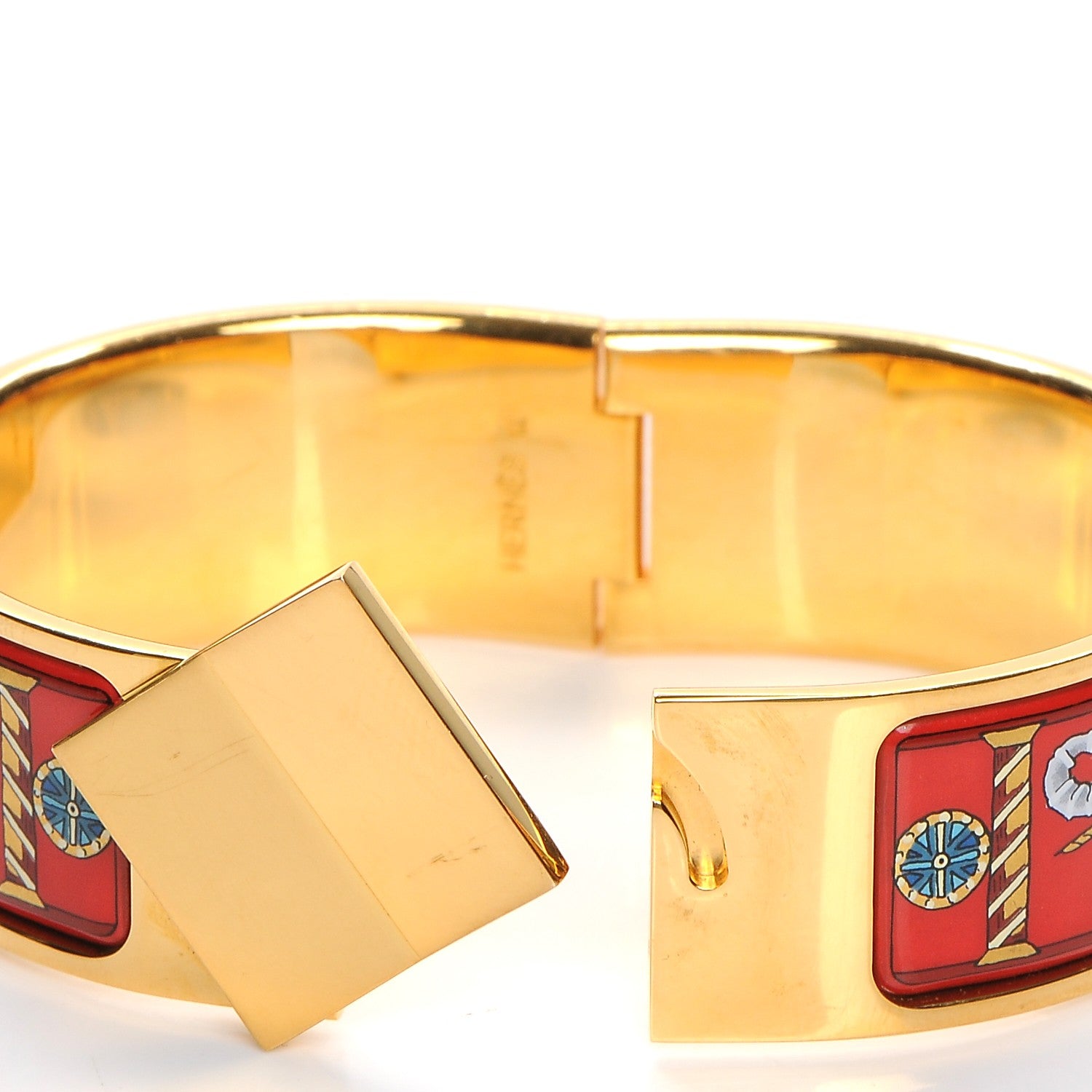 Hermes Enamel Printed Clic Clac Torana Elephants Wide Bracelet GM 6 of 6