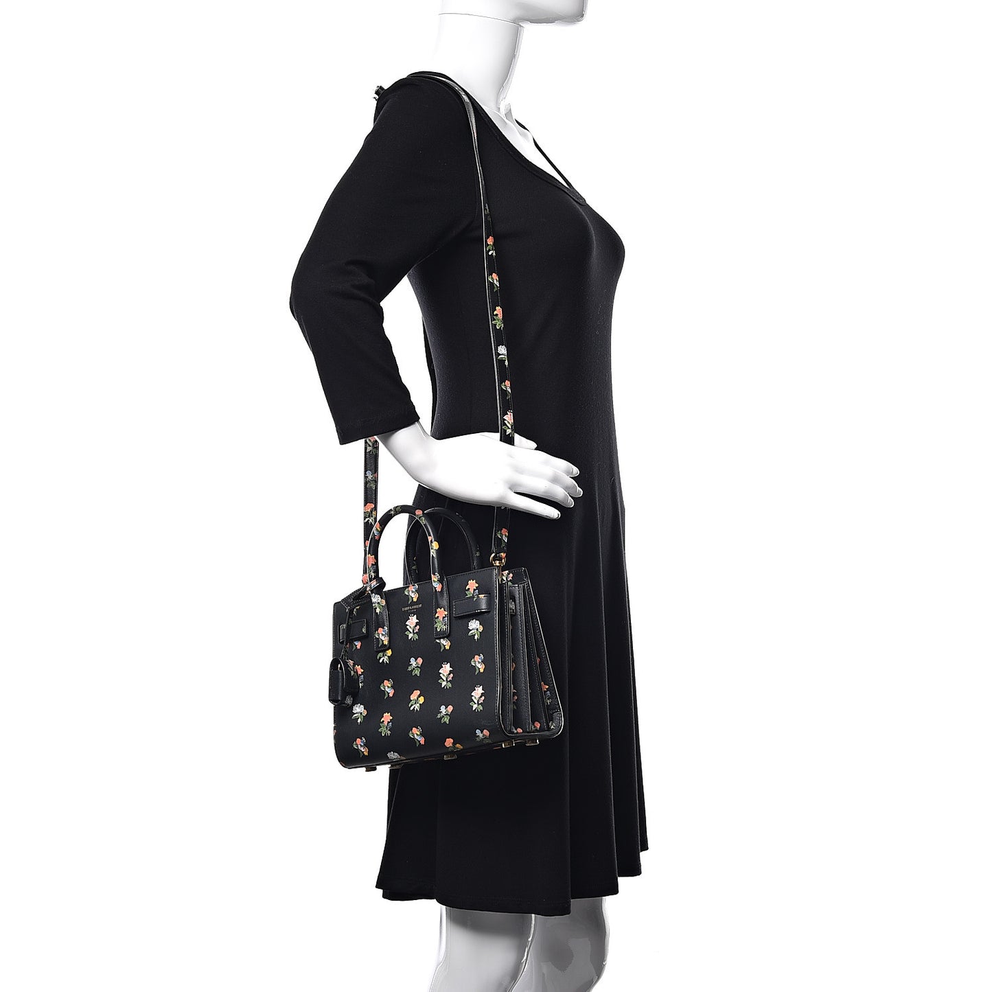 Calfskin Prairie Printed Nano Sac De Jour Black