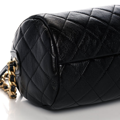 Chanel Shiny Lambskin Quilted Fashion Therapy Bowling Bag Black 8 of 12