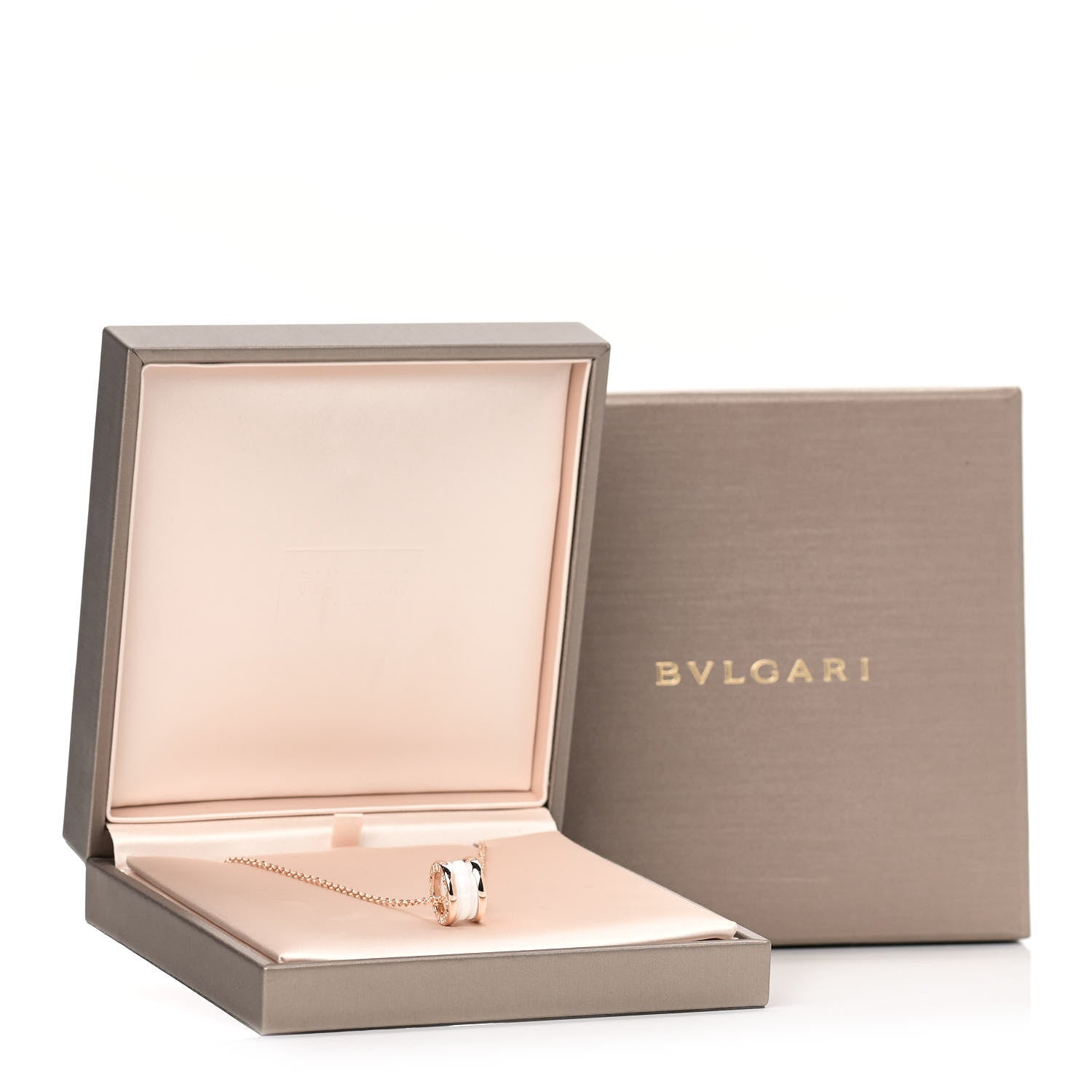 Bulgari 18K Rose Gold White Ceramic B.Zero1 Pendant Necklace 7 of 7