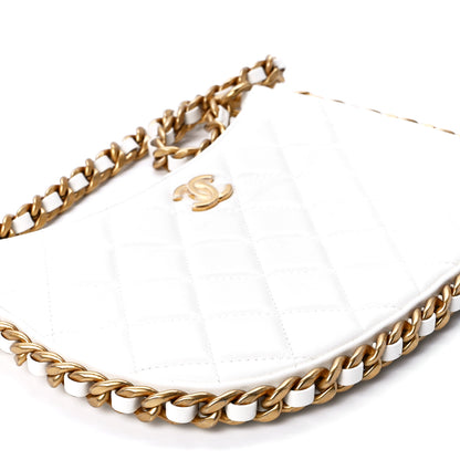 Chanel Shiny Crumpled Lambskin Quilted Trendy Chain Around Hobo White 11 of 12