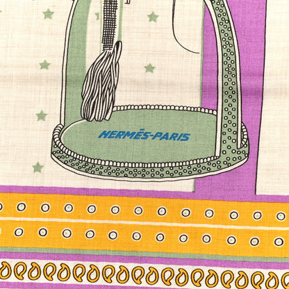 Hermes Cashmere Selle De Dignitaire Bandana Shawl 140 Vieux Rose Naturel 3 of 5