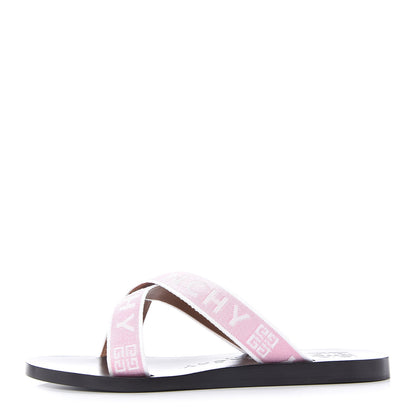 Givenchy Grosgrain Cross Logo Ankle Strap Sandals 36 Pink White 1 of 11